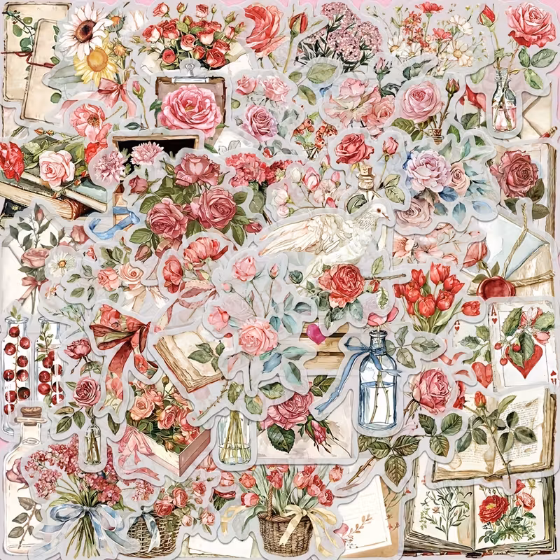 Die-cut floral custom stickers
